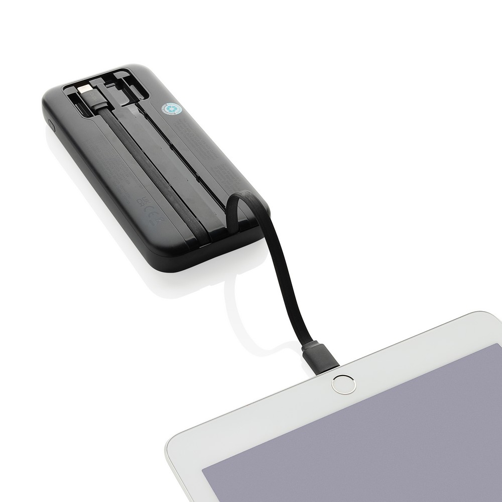 Power bank 10000 mAh ze zintegrowanymi kablami Turbopack Czarny P322.5801 (3)