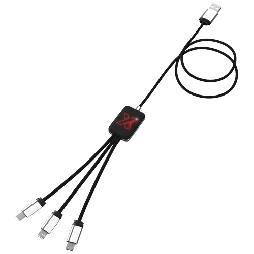 Kabel z podświetlonym logo 3w1 - SCX.design C17 Czerwony-Czarny 2PX00321 