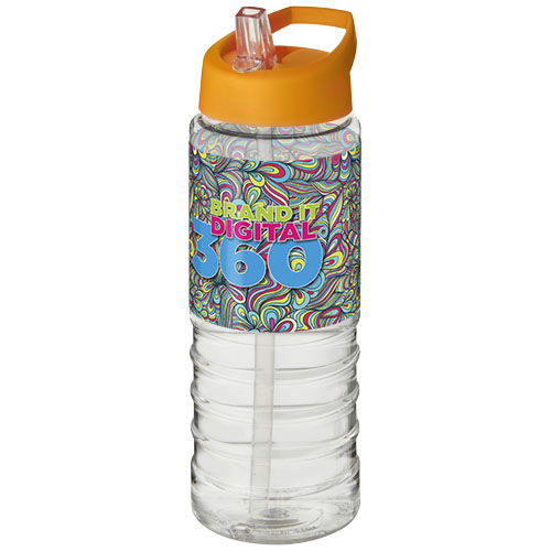Bidon H2O Treble o pojemności 750 ml z wieczkiem z dzióbkiem Przezroczysty-Pomarańczowy 21087709 (1)