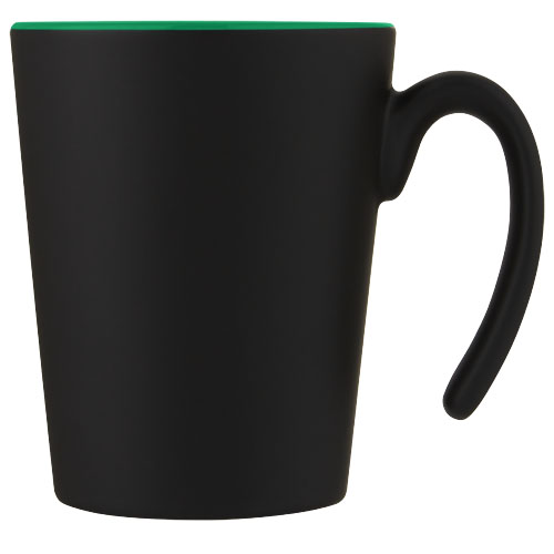 Kubek ceramiczny Oli o pojemności 360 ml z uchwytem Zielony-Czarny 10068761 (2)