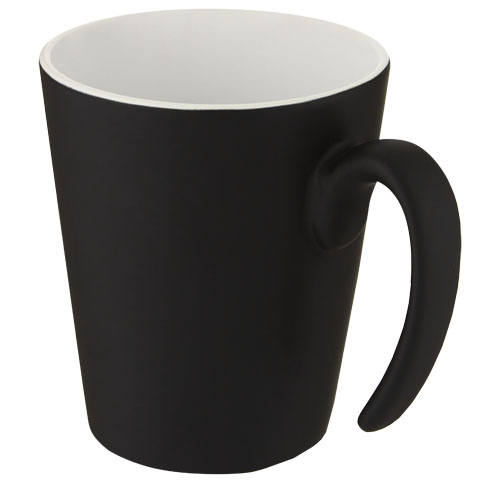 Kubek ceramiczny Oli o pojemności 360 ml z uchwytem Biały-Czarny 10068701 