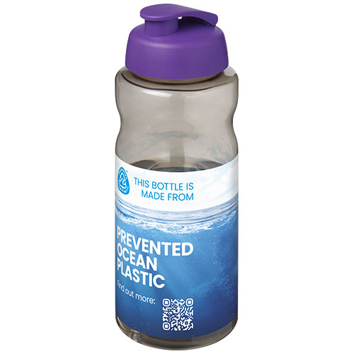 H2O Active® Eco Big Base bidon z wieczkiem zaciskowym o pojemności 1 litra Węgiel drzewny-Fioletowy 21017891 (1)