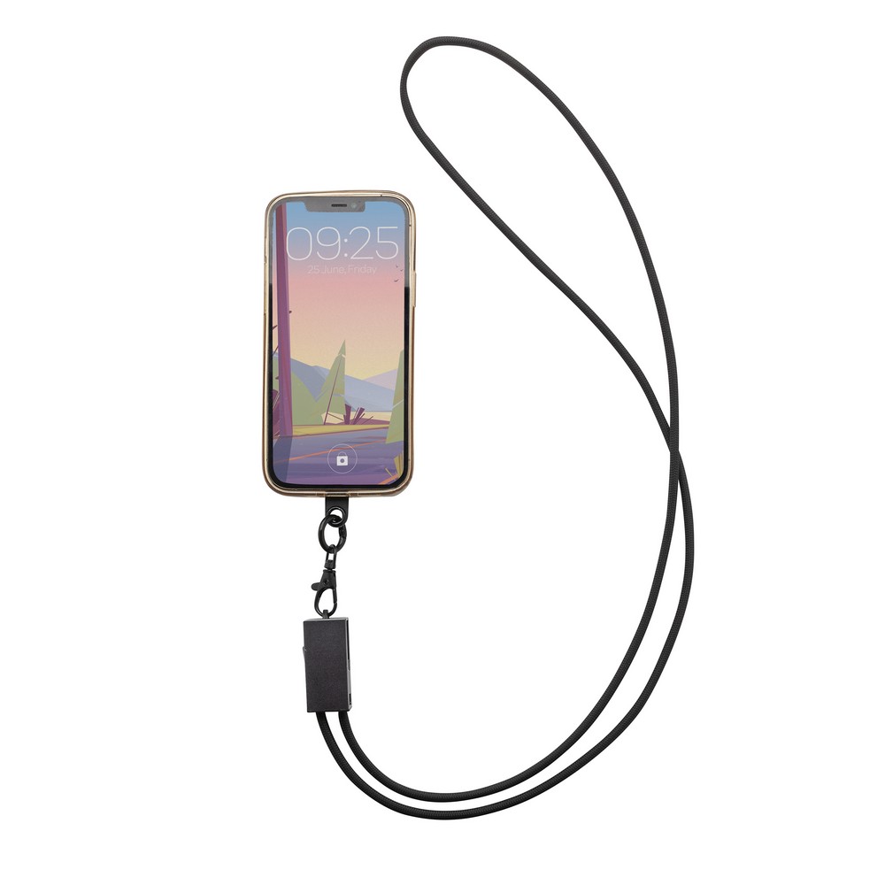 Kabel do ładowania 2 w 1, smycz na telefon Terra Szary P302.5402 (8)