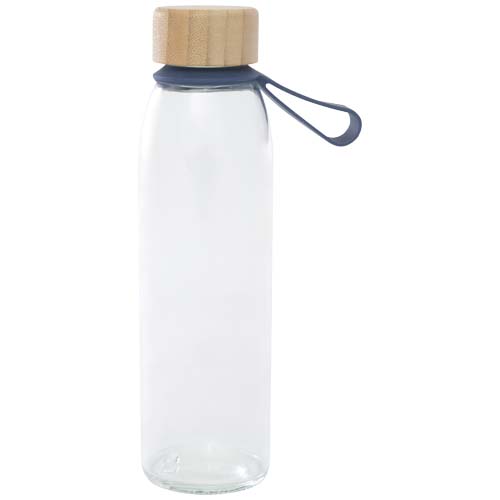 Szklana butelka na wodę Porto o pojemności 500 ml, z silikonowym uchwytem i z bambusową zakrętką Oceaniczny niebieski 10085351 (2)