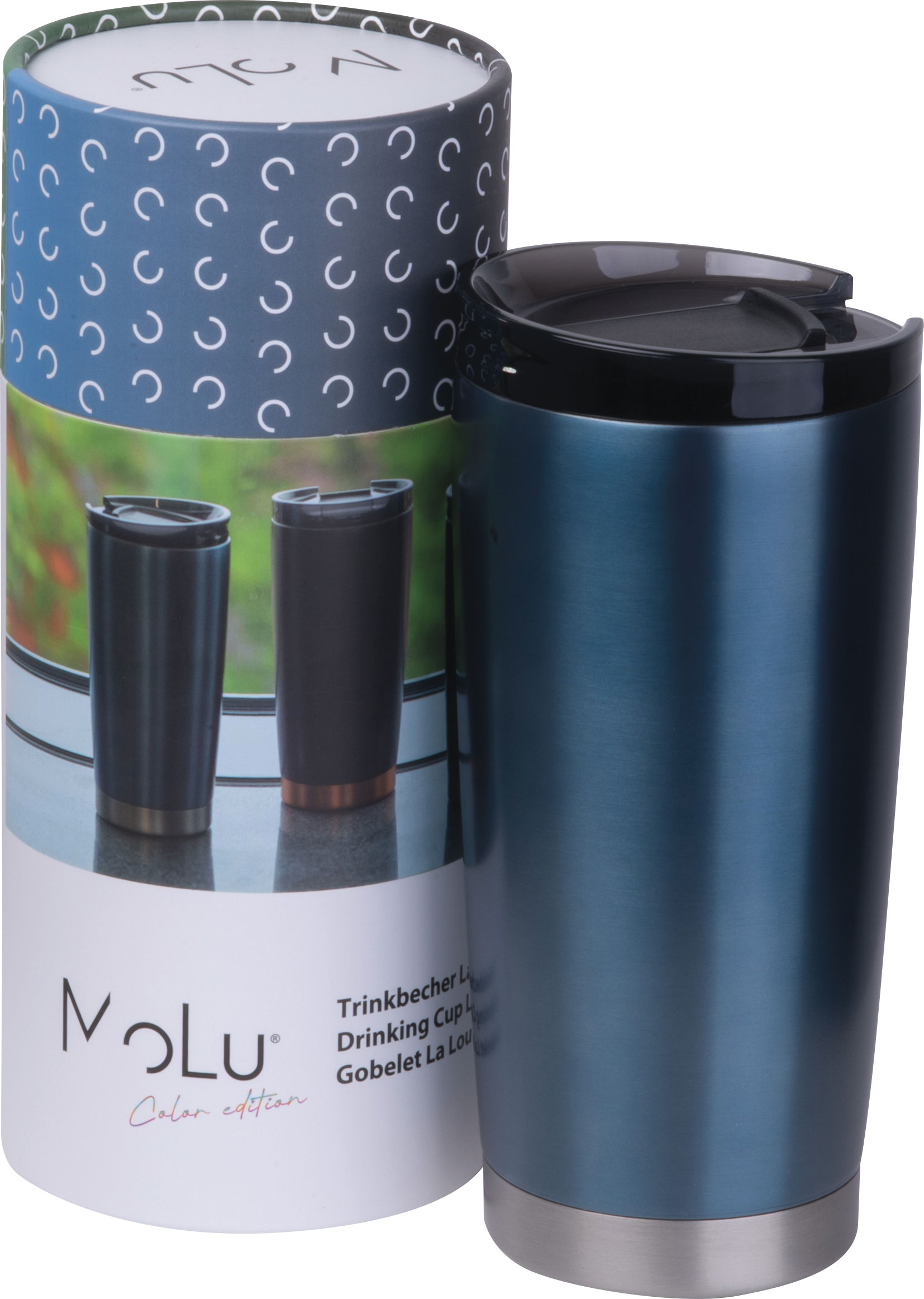 Kubek termiczny stalowy z recyklingu LA LOUVIERE MoLu 540 ml Granatowy 535044 