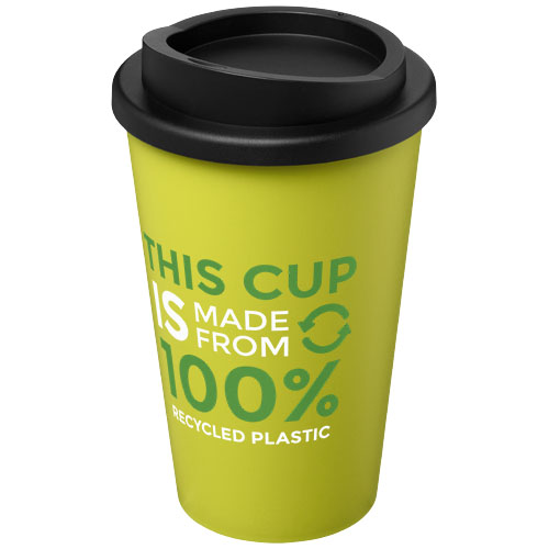 Kubek termiczny americano® o pojemności 350 ml z materiałów pochodzących z recyklingu Limonkowy-Czarny 21069163 (1)
