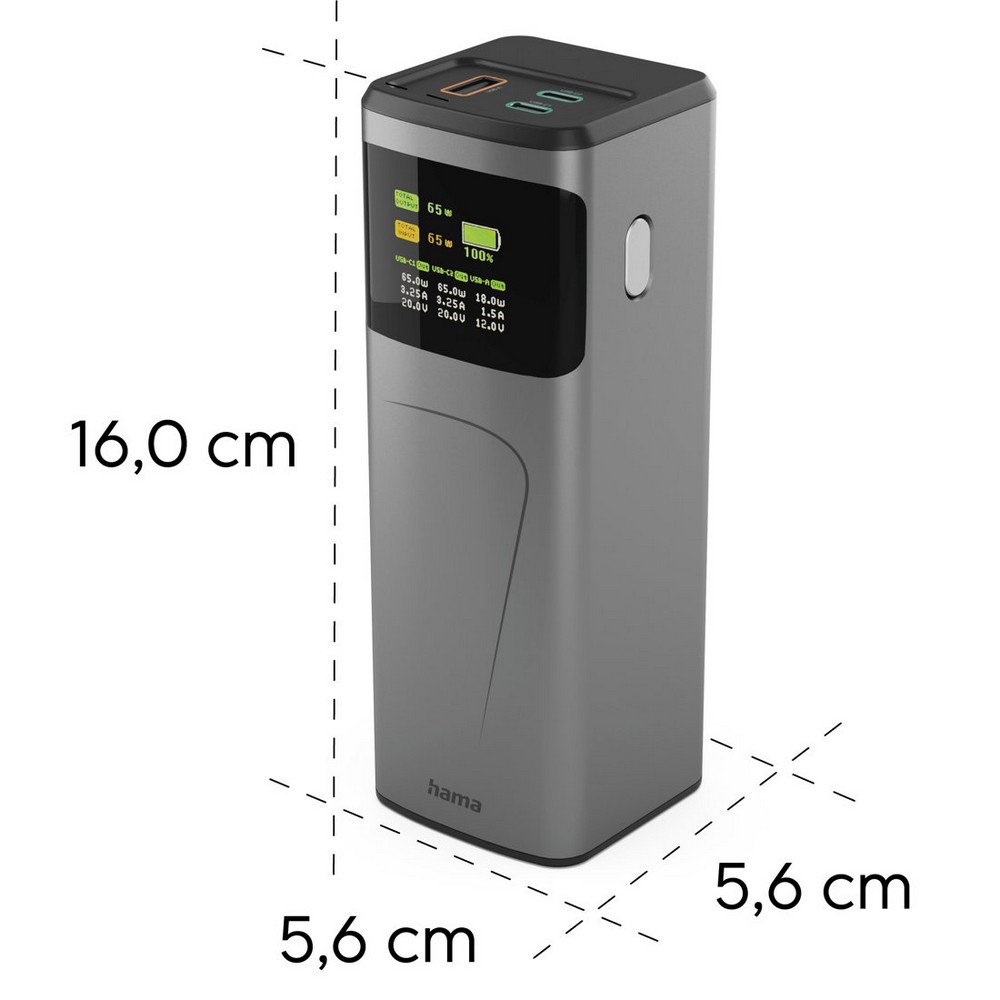 Power bank 20000 mAh Hama High Power 65W Grafitowy VH028-15 (2)