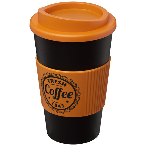 Kubek termiczny z serii Americano® o pojemności 350 ml z uchwytem Czarny-Pomarańczowy 21000205 (1)