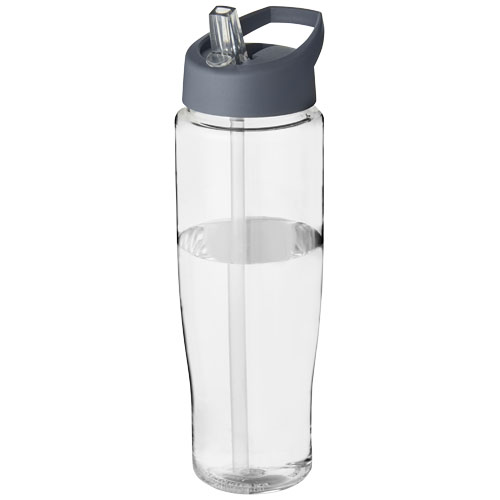 Bidon H2O Tempo® o pojemności 700 ml z wieczkiem z słomką Przezroczysty-Burzowy szary 21004430 