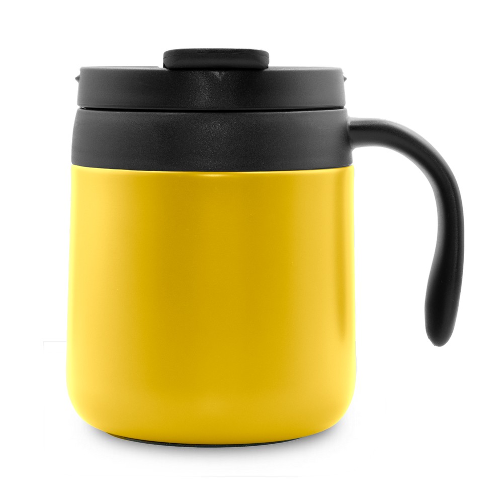 Kubek termiczny 400 ml z rączką | Wyatt żółty V4838-08 (2)