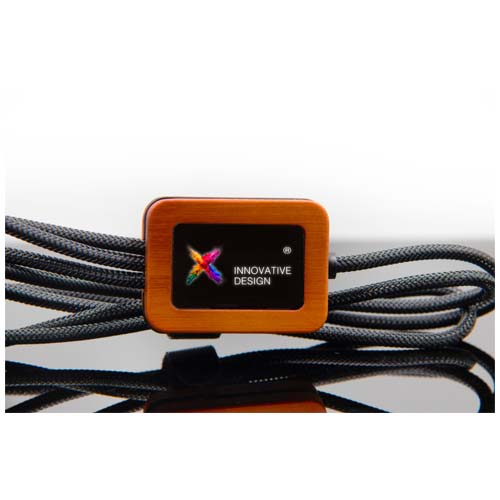 SCX.design C38 kabel do ładowania z podświetlanym logo 5-w-1 rPET i z kwadratową drewnianą obudową Czarny-Drewniany 2PX07290 (8)
