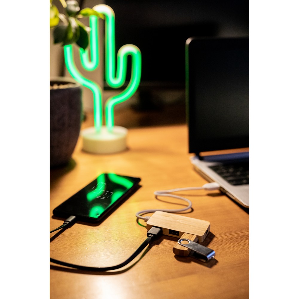 Bambusowy hub USB i USB-C B'RIGHT | Kenzie Drewno V7283-17 (1)