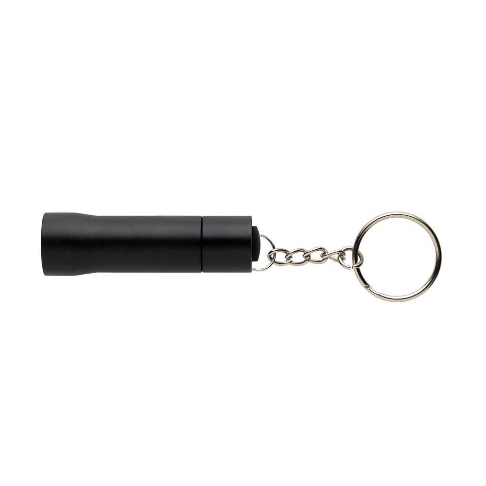 Brelok do kluczy z aluminium z recyklingu, latarka Flash Czarny P514.0401 (1)