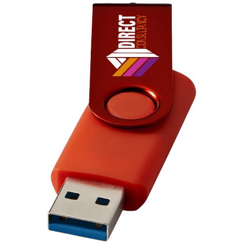 Rotate metaliczny pendrive wyposażony w interfejs USB 3.0 Jasny czerwony 1Z50891N (1)