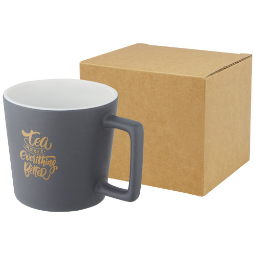Cali Kubek ceramiczny o pojemności 370 ml z matowym wykończeniem Biały-Matowy szary 10090001 (1)