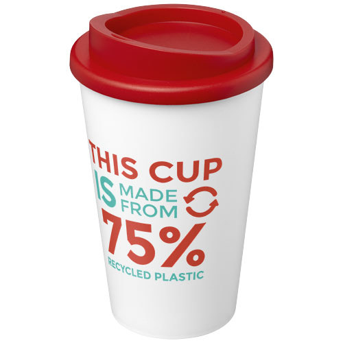 Kubek Americano Eco z recyklingu o pojemności 350 ml Biały-Czerwony 21042216 (1)