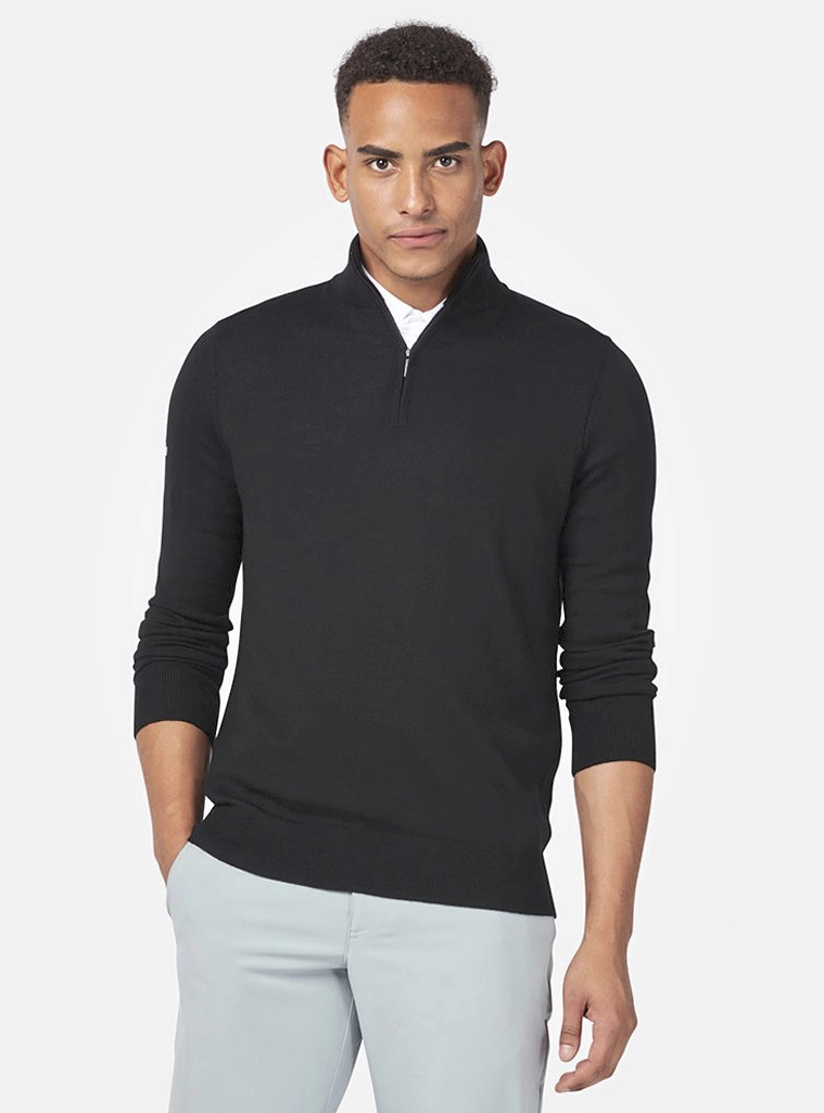 Męski Sweter Merino 1/4 Zamek Black Onyx CW351-804472 (2)