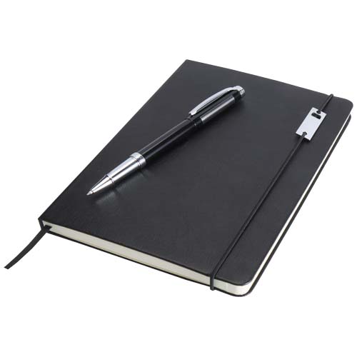 Legato Elegance zestaw notatnik A5 w twardej okładce z długopisem żelowym Czarny-Czarny 10625890 (5)