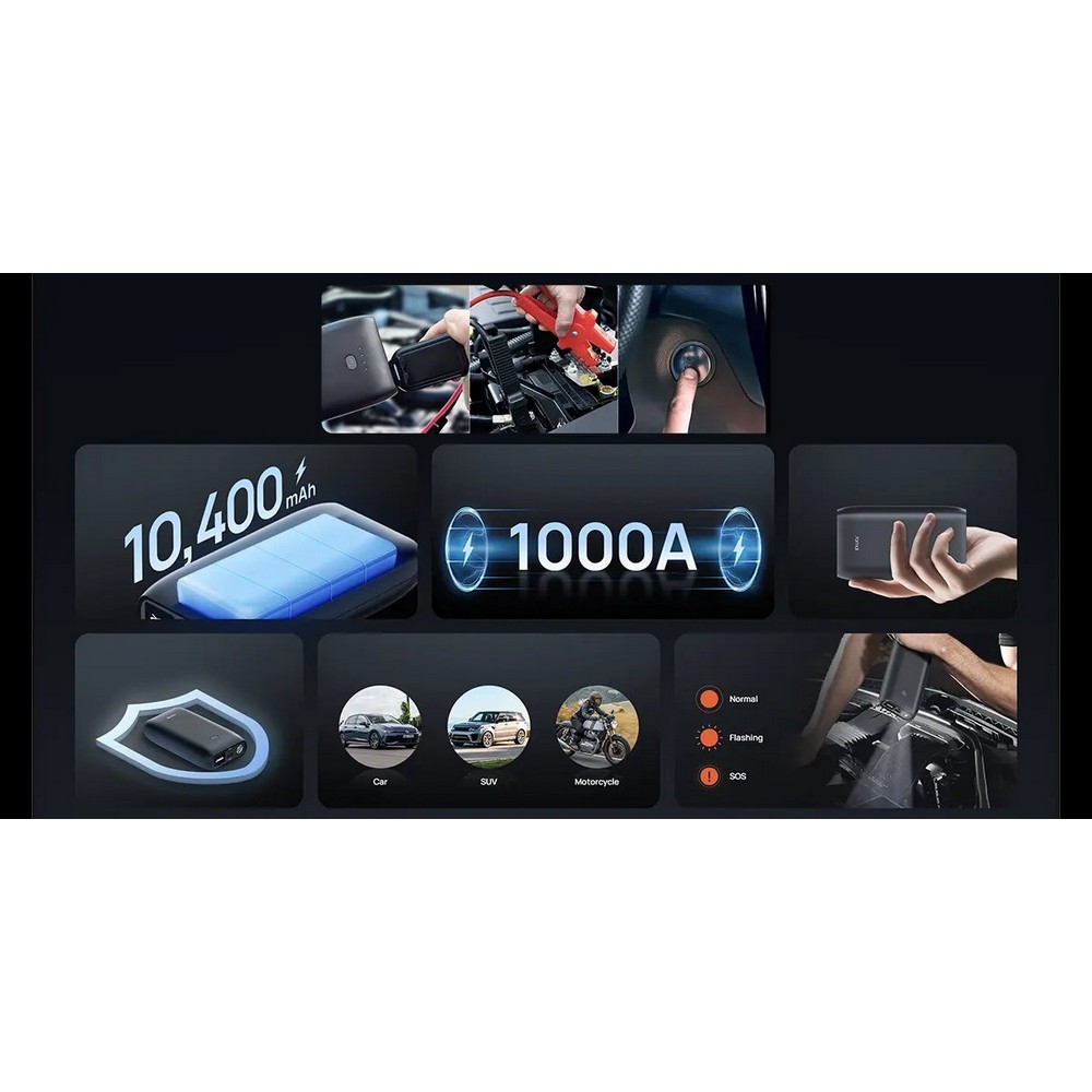 Power bank 10400 mAh, starter samochodowy 70MAI PS07 Czarny VAM19-03 (12)