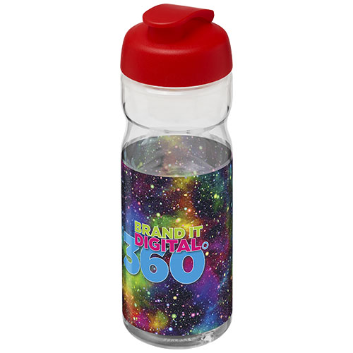 Bidon H2O Active® Base Tritan™ o pojemności 650 ml z klapką Przezroczysty klarowny-Czerwony 21043618 (1)