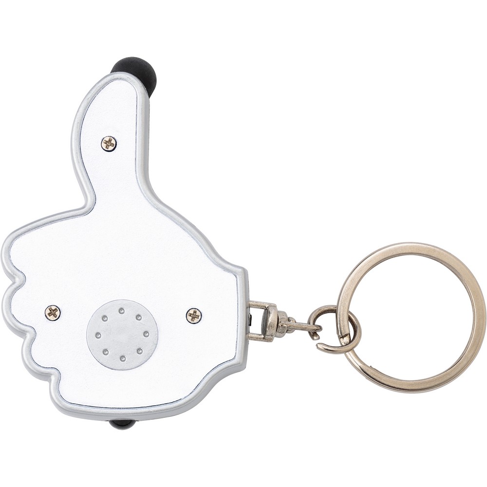 Brelok do kluczy "kciuk", lampka LED, touch pen Biały V1686-02 (1)