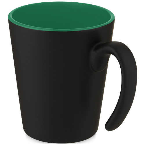 Kubek ceramiczny Oli o pojemności 360 ml z uchwytem Zielony-Czarny 10068761 