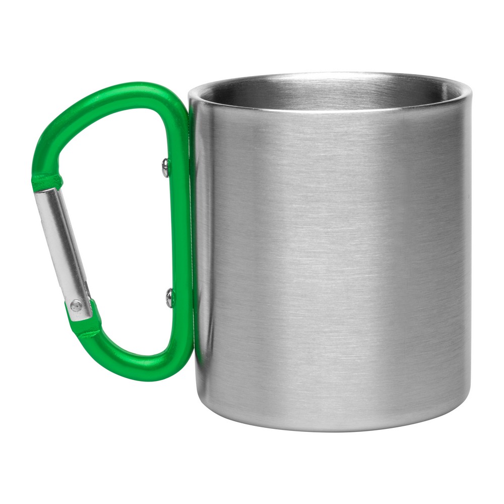 Metalowy kubek 210 ml z karabińczykiem | Easton Zielony V8437-06 (2)