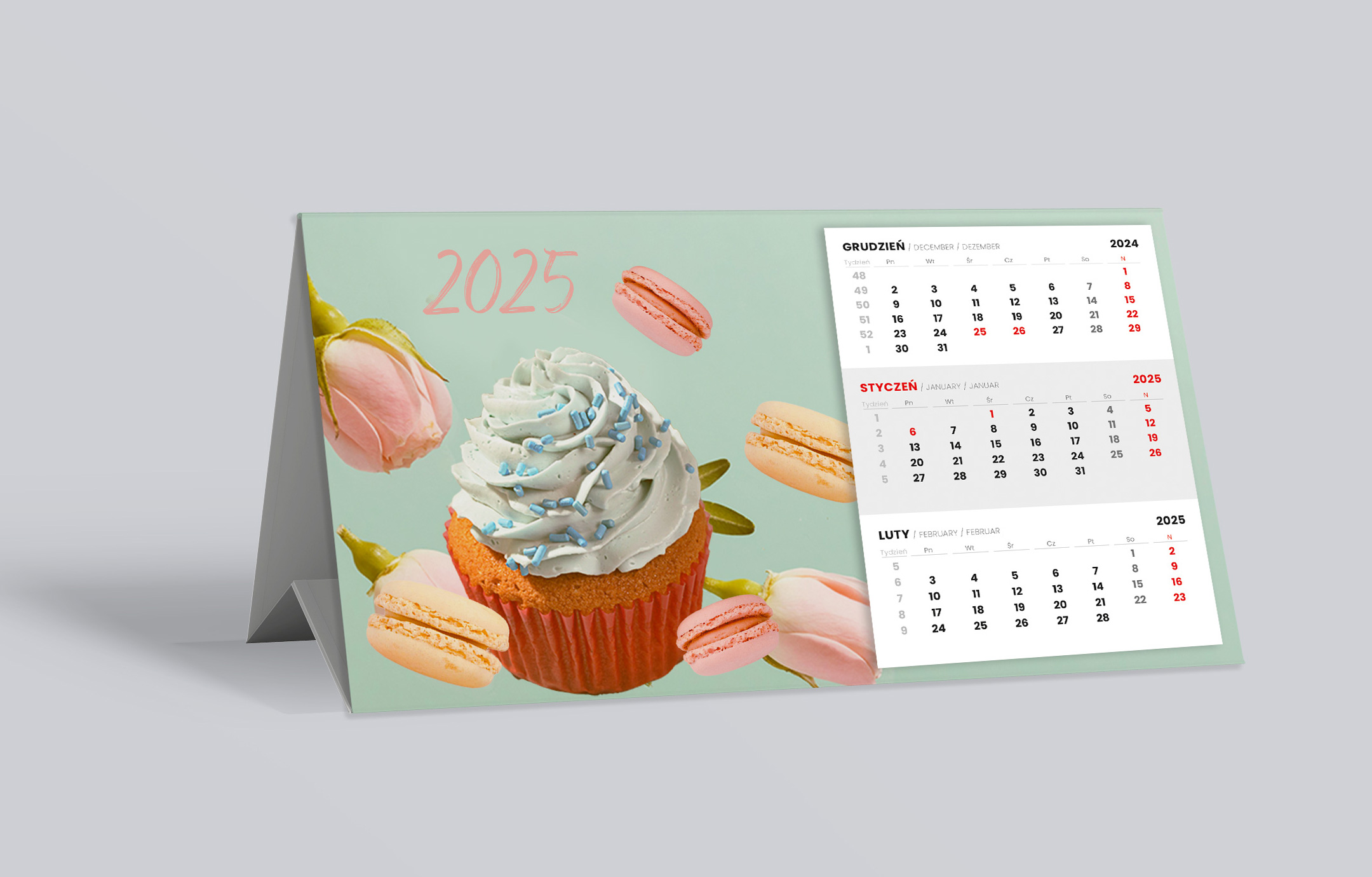 Gadżet reklamowy - 50x Kalendarz piramidka z klejonym kalendarium