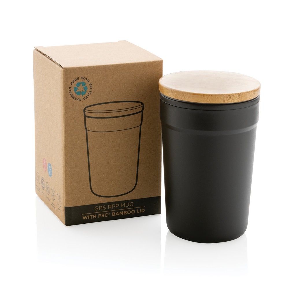 Kubek podróżny 300 ml z PP z recyklingu Czarny P433.291 (8)
