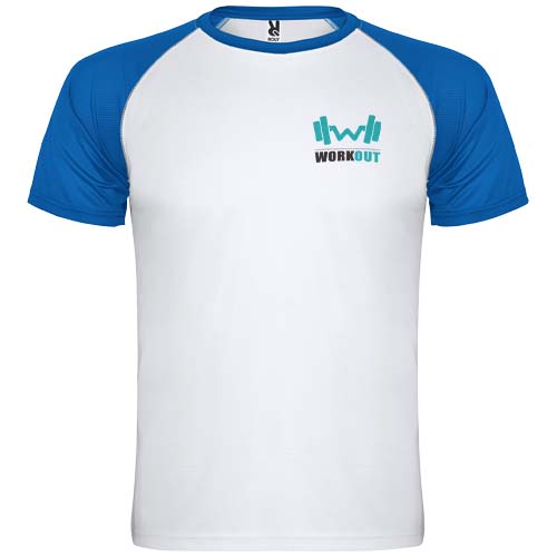 Indianapolis sportowa koszulka unisex z krótkim rękawem Biały-Królewski niebieski R66508Q1 (1)