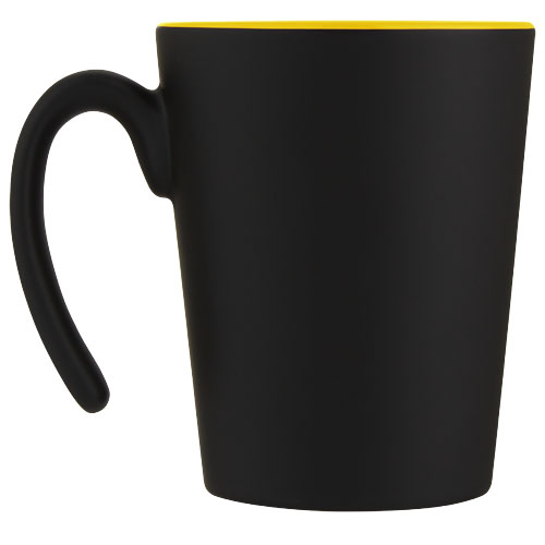 Kubek ceramiczny Oli o pojemności 360 ml z uchwytem Żółty-Czarny 10068711 (3)