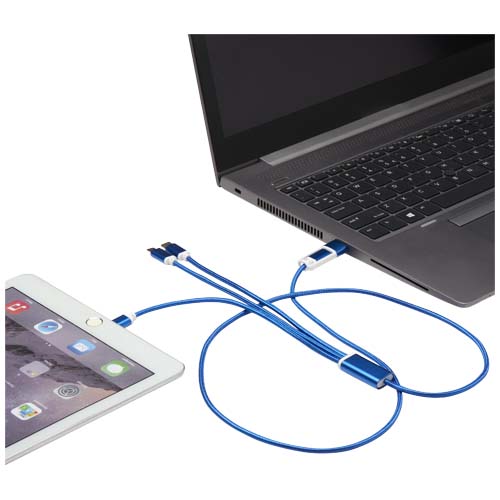 Versatile kabel do ładowania 5-1 z aluminium z recyklingu Królewski niebieski 12438653 (3)
