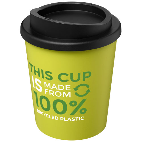 Kubek izolowany z recyklingu Americano® Espresso o pojemności 250 ml  Limonkowy-Czarny 21045263 (1)
