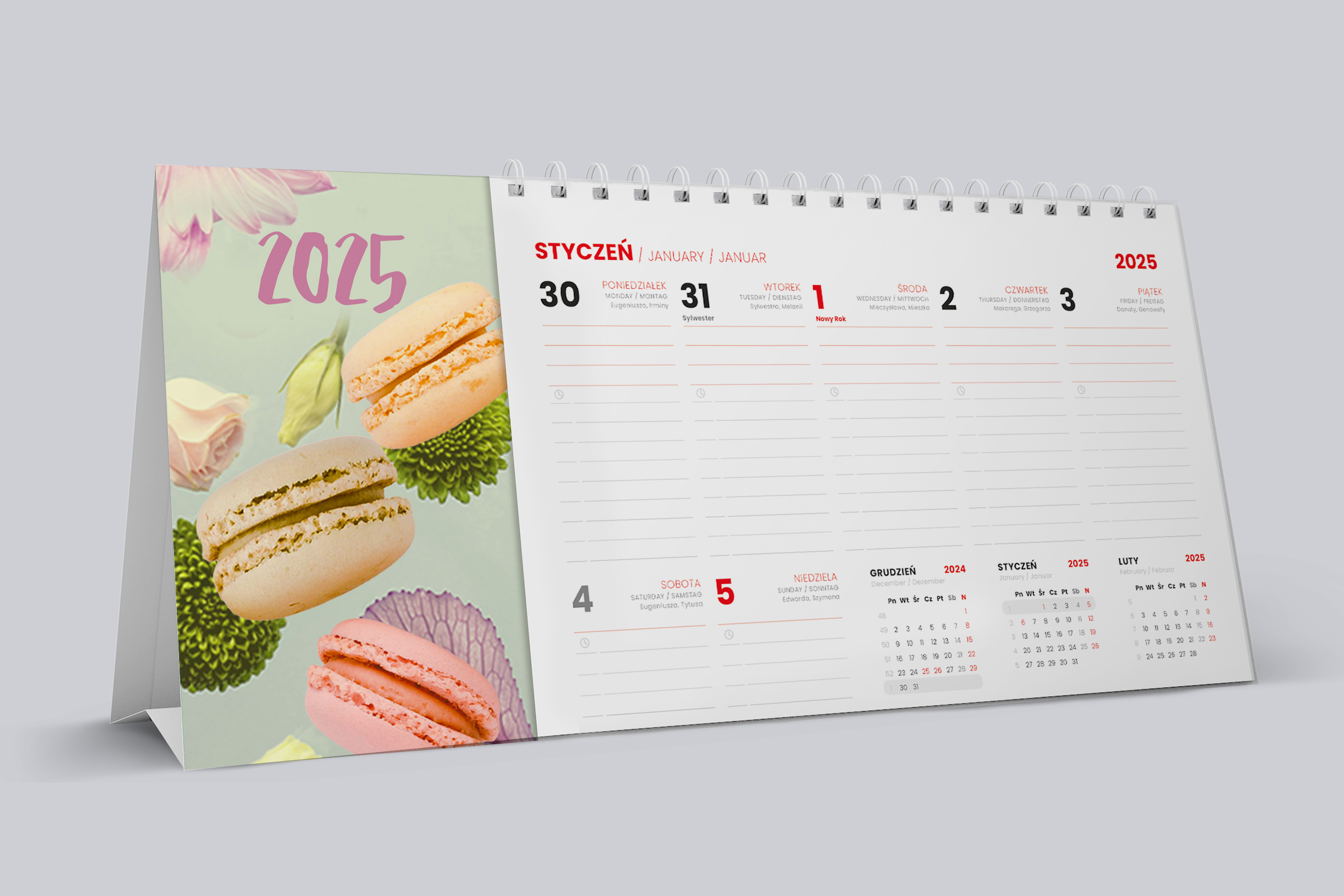 Gadżet reklamowy - 50x Kalendarz piramidka - spiralny tygodniowy