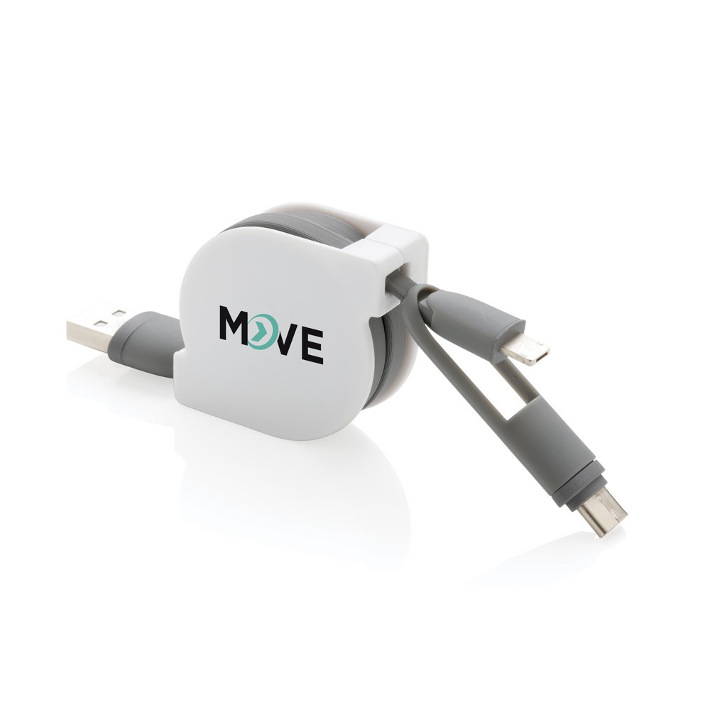 Zwijany kabel do ładowania i synchronizacji 3 w 1 Biały P302.223 (7)