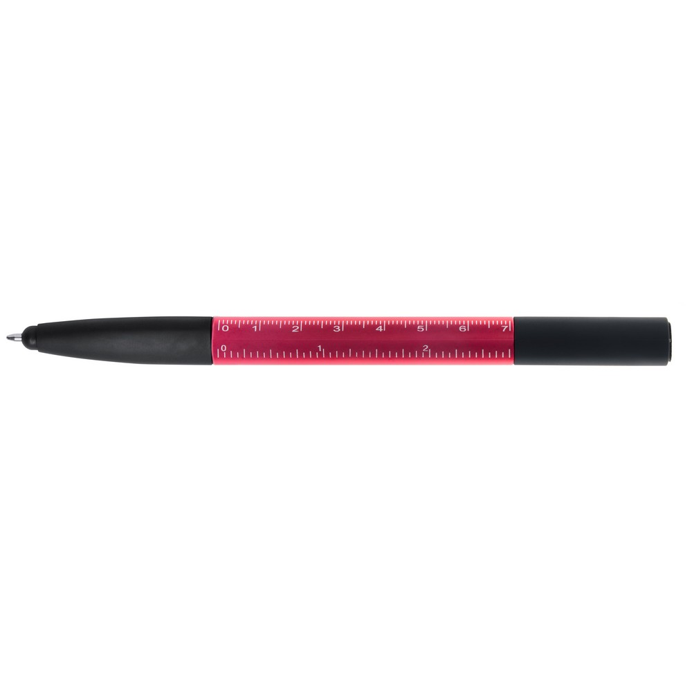 Długopis wielofunkcyjny, czyścik do ekranu, linijka, stojak na telefon, touch pen, śrubokręty Czerwony V1849/A-05 (1)