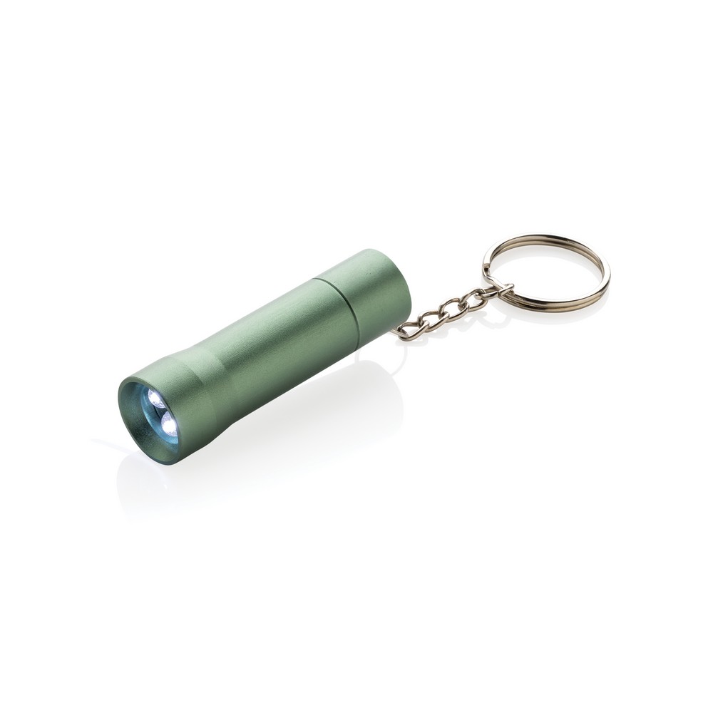 Brelok do kluczy z aluminium z recyklingu, latarka Flash Zielony P514.0407 