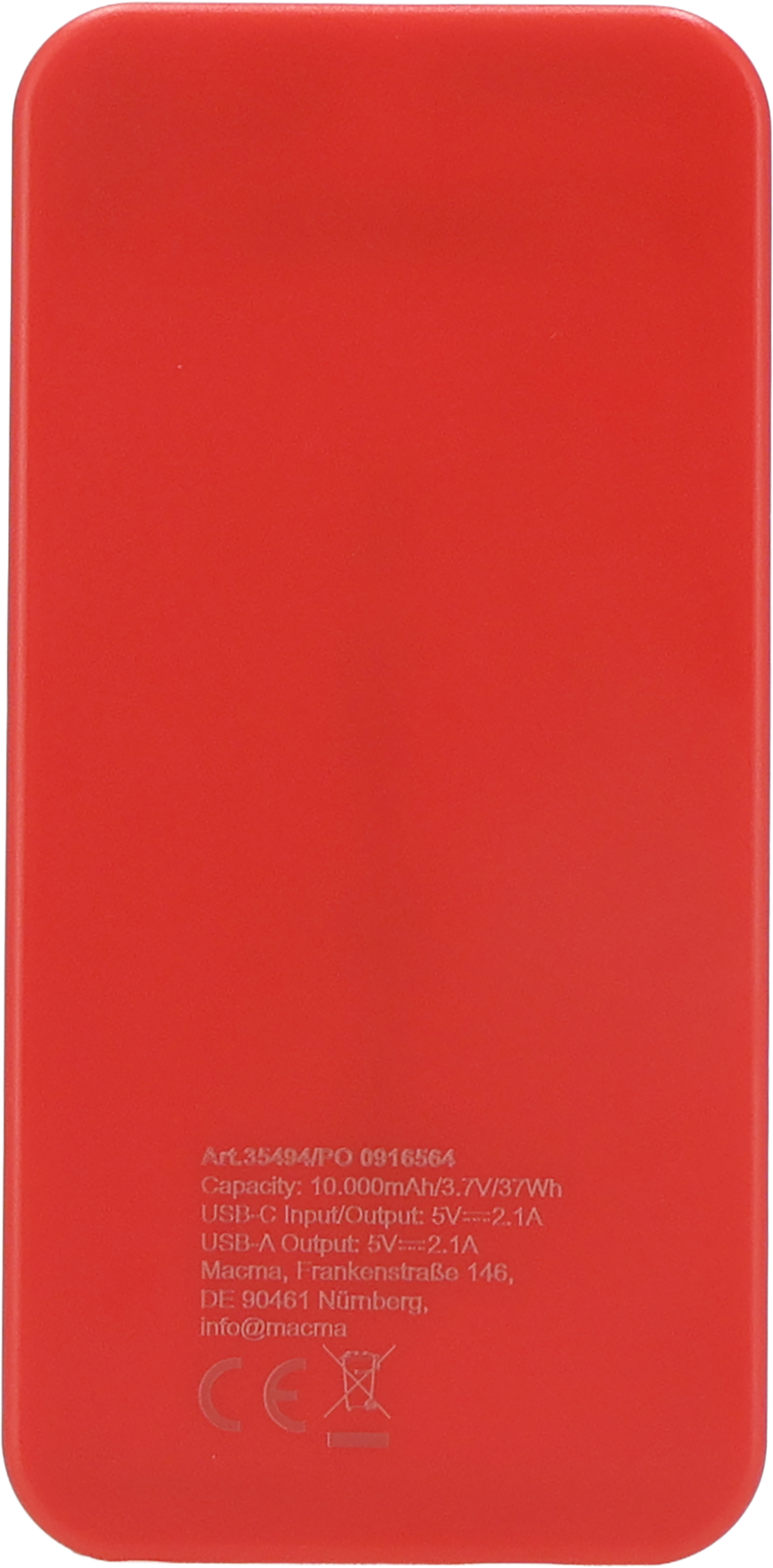 Power bank z ABS z recyklingu 10000 mAh PRESTON Czerwony 3549405 (2)