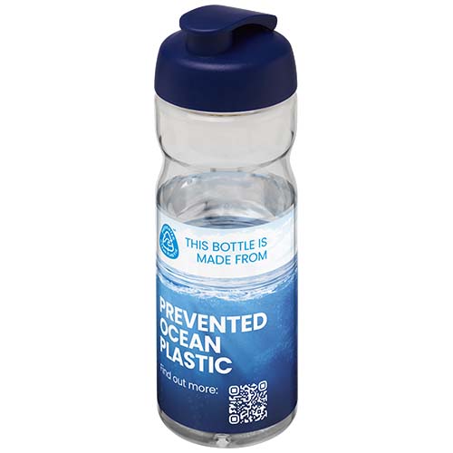 Bidon H2O Eco o pojemności 650 ml z wieczkiem zaciskowym Przezroczysty-Niebieski 21009793 (1)