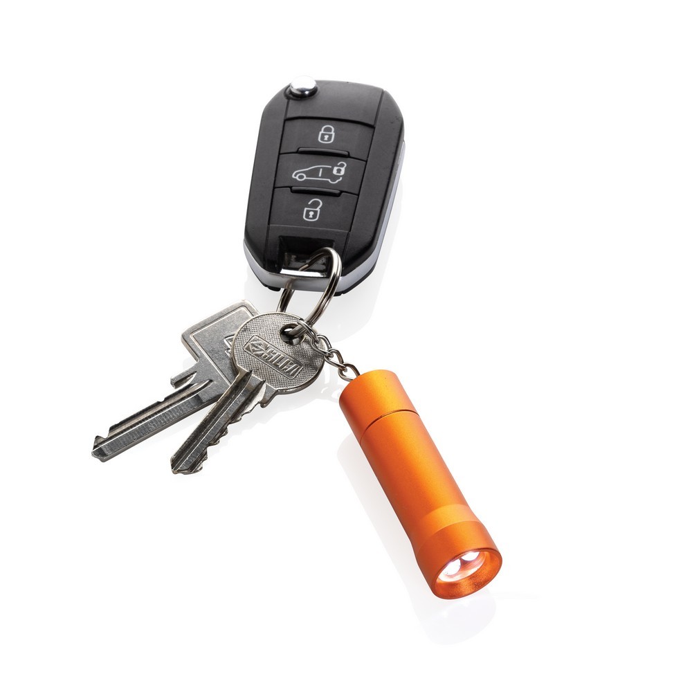 Brelok do kluczy z aluminium z recyklingu, latarka Flash Pomarańczowy P514.0408 (4)