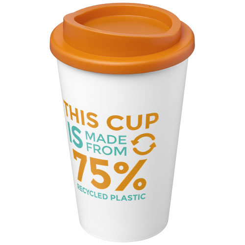 Kubek Americano Eco z recyklingu o pojemności 350 ml Biały-Pomarańczowy 21042215 (1)