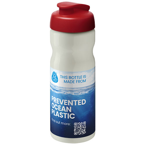 Bidon H2O Eco o pojemności 650 ml z wieczkiem zaciskowym Kość słoniowa-Czerwony 21009721 (1)