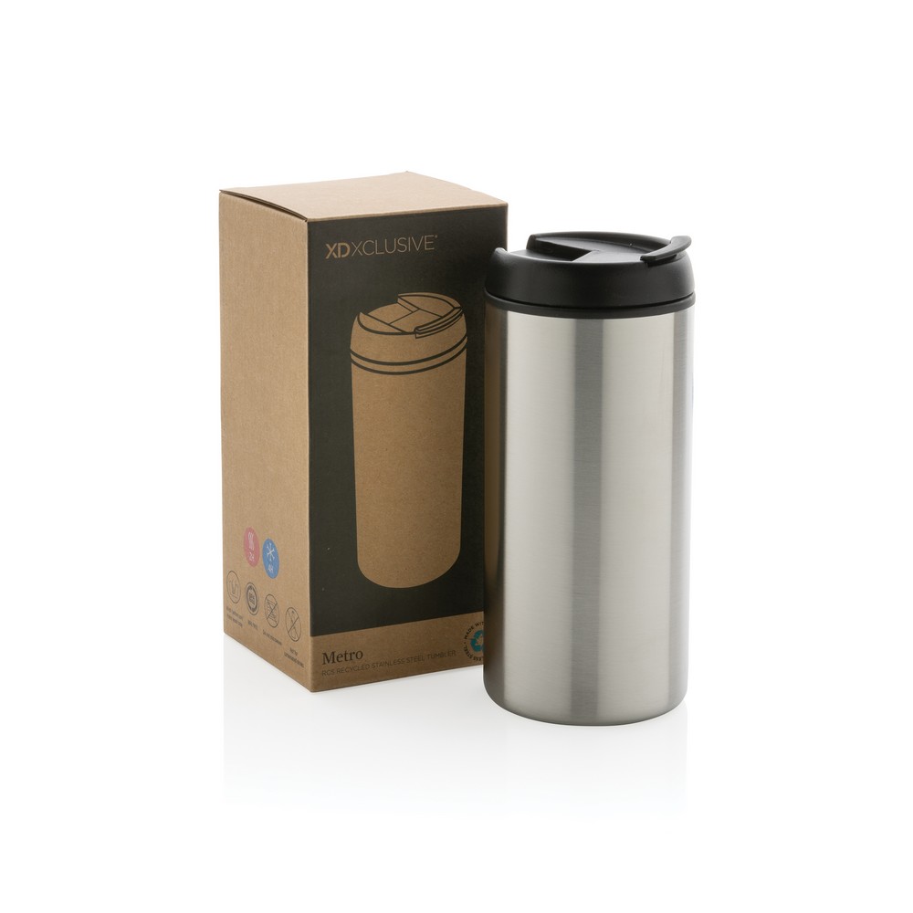 Kubek podróżny 300 ml Metro ze stali nierdzewnej z recyklingu Srebrny P435.042 (6)