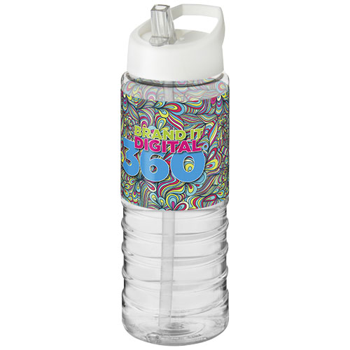 Bidon H2O Treble o pojemności 750 ml z wieczkiem z dzióbkiem Przezroczysty-Biały 21087701 (1)