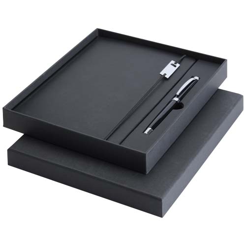 Legato Elegance zestaw notatnik A5 w twardej okładce z długopisem żelowym Czarny-Czarny 10625890 