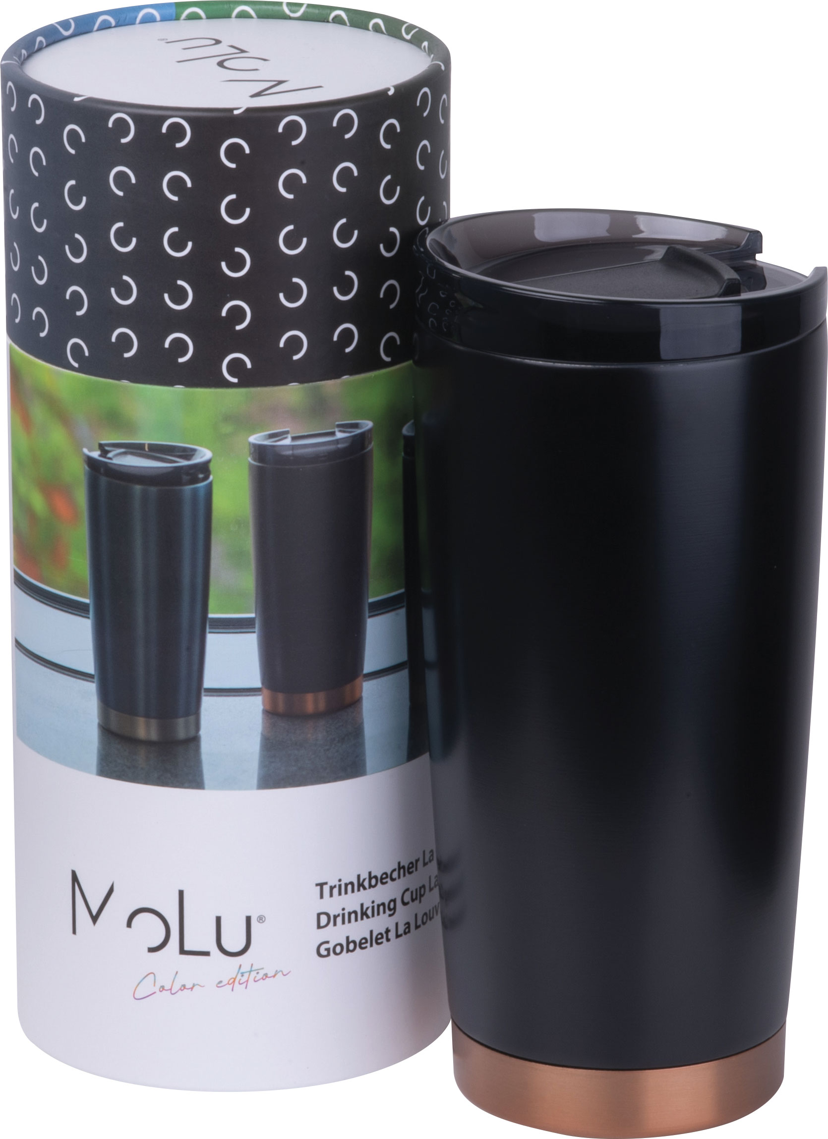 Kubek termiczny stalowy z recyklingu LA LOUVIERE MoLu 540 ml Czarny 535003 