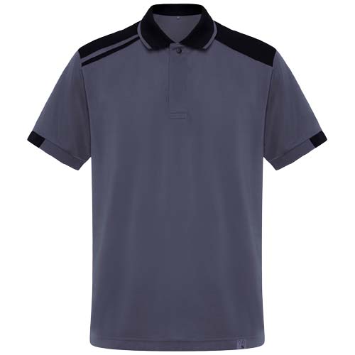 Samurai 160 g/m2 antybakteryjna koszulka polo unisex z krótkim rękawem  Ołowiowy-Czarny R8410E51 