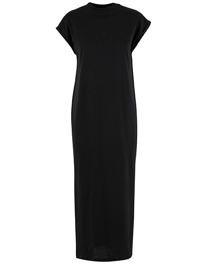 Sukienka Długa z Rozszerzonymi Ramionami Bawełna Organiczna Black NM045-997057 