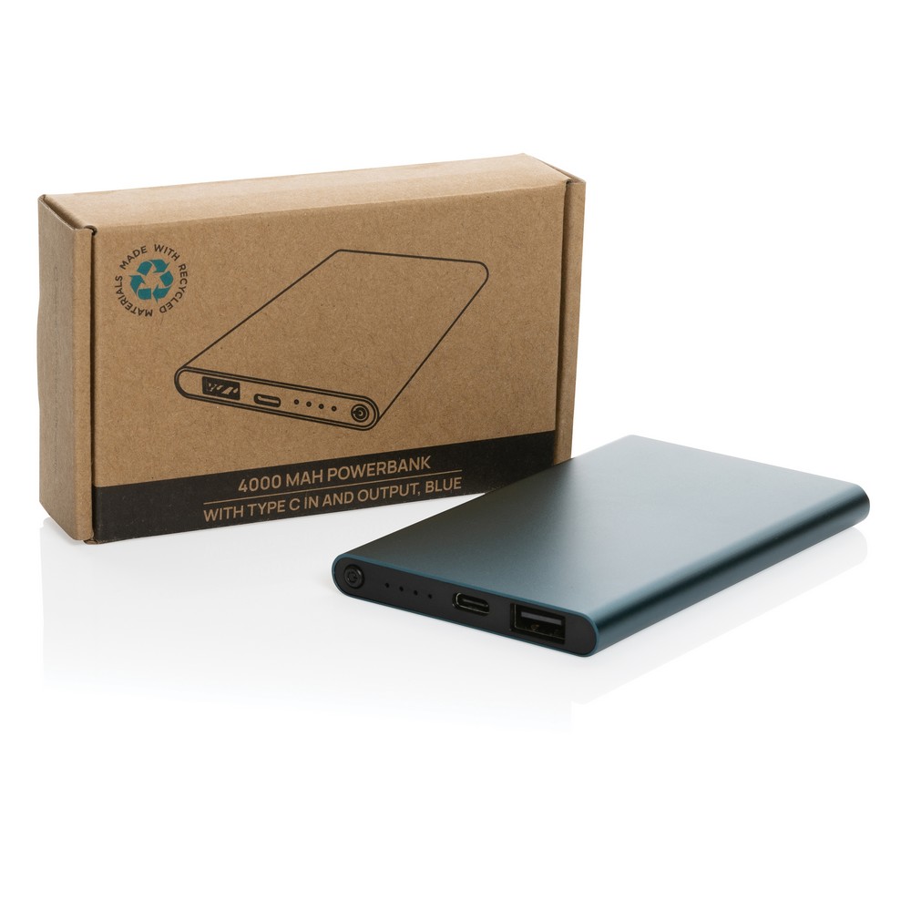 Power bank 4000 mAh z aluminium z recyklingu Niebieski P322.425 (9)