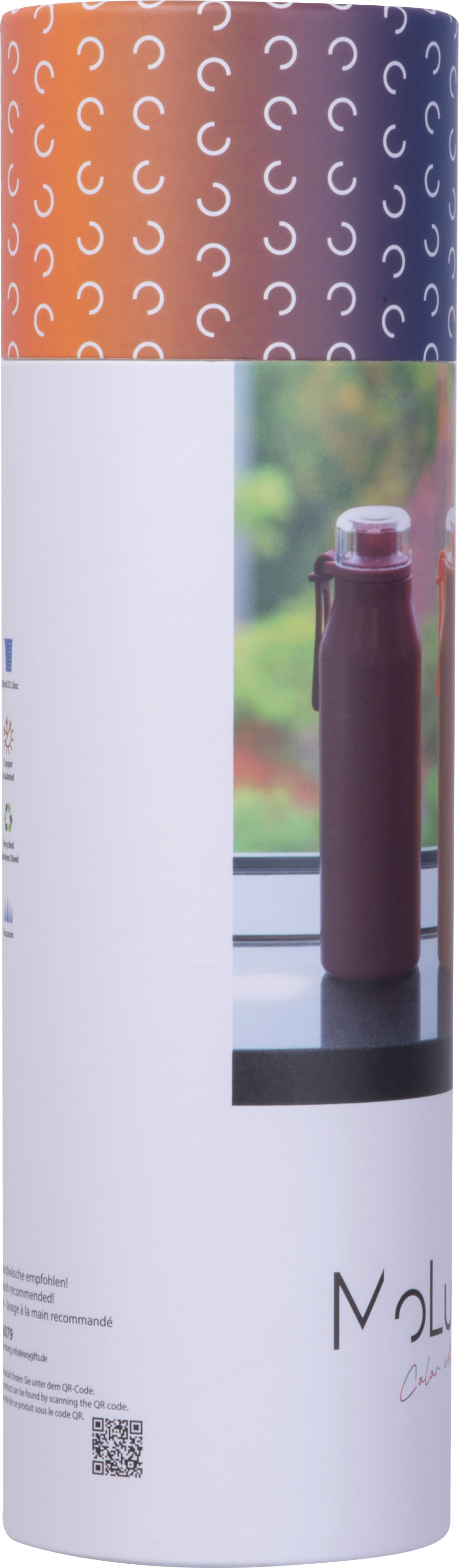 Butelka termiczna stalowa z recyklingu GRAND HAVEN MoLu 640 ml Pomarańczowy 534910 (1)